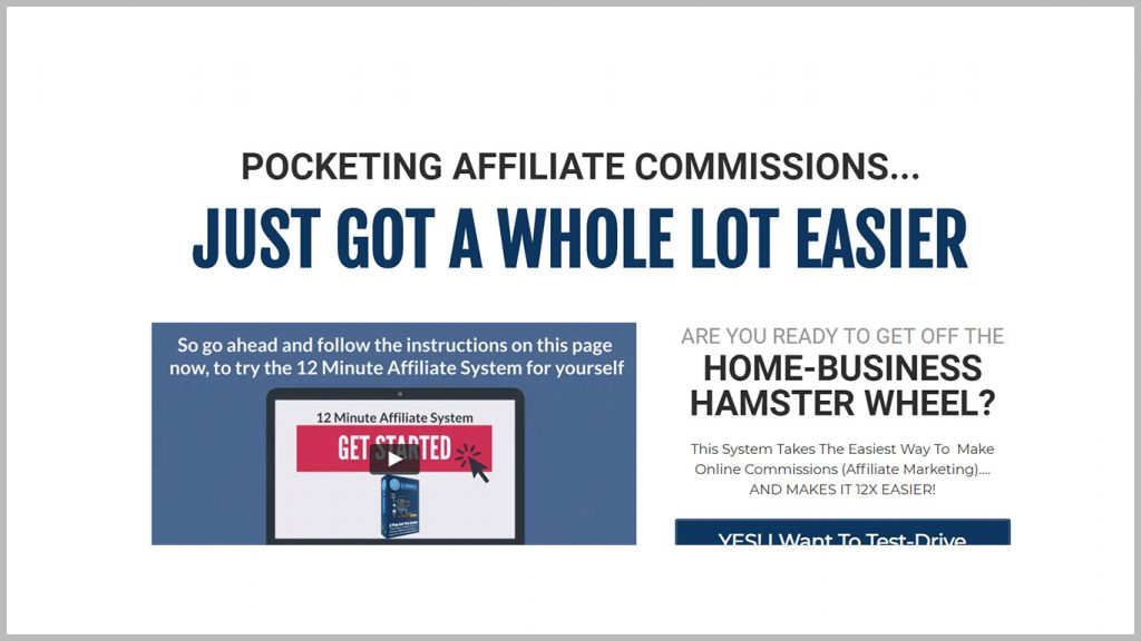 12 Minute Affiliate Homepage